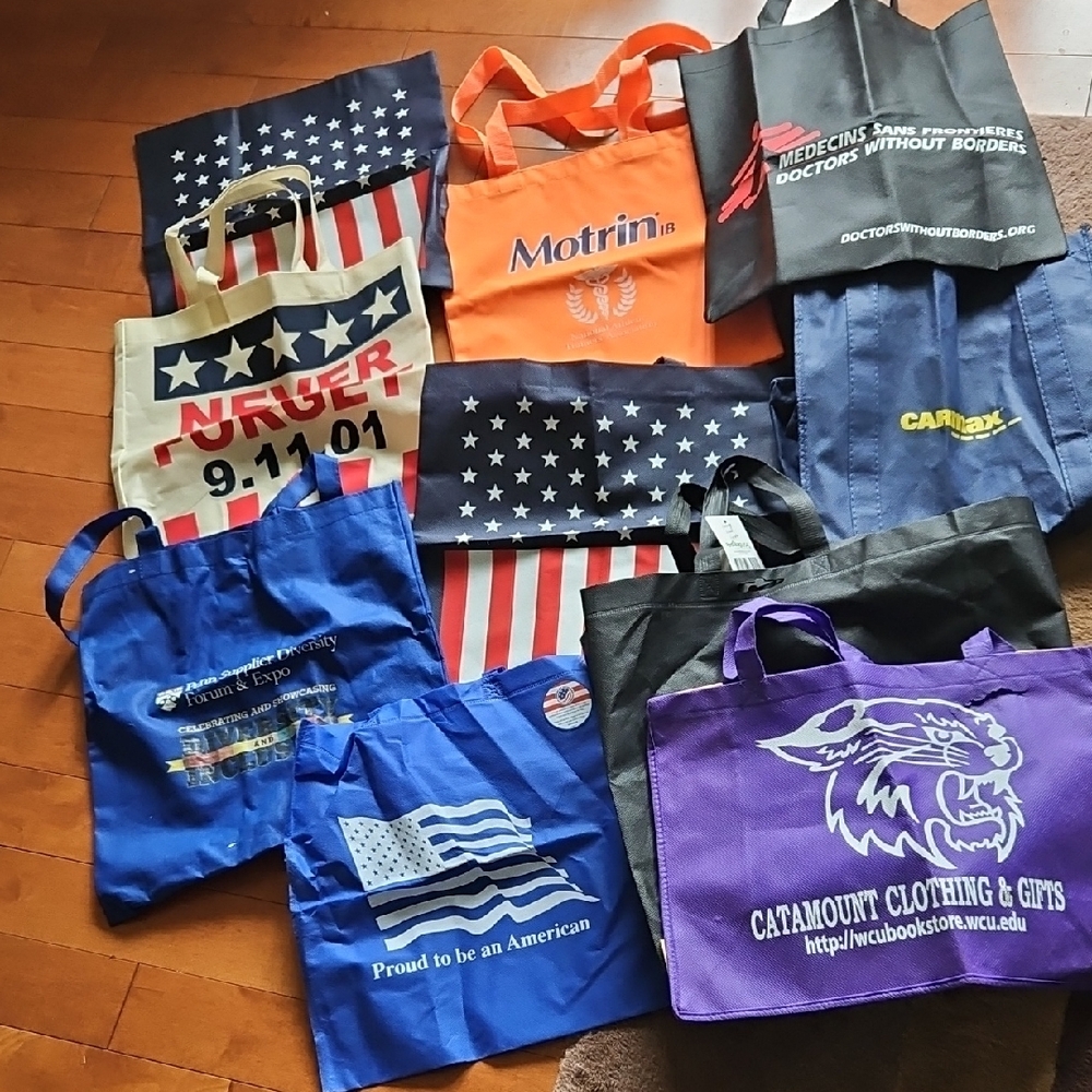 Reusable Shopping, Grocery, Storage Bags, various sizes, Lot of 12.